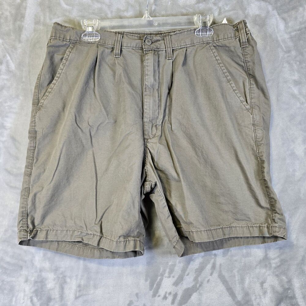 Wrangler Shorts Mens 38 Gray Brown Khaki Cotton Canvas Workwear Elastic Waist